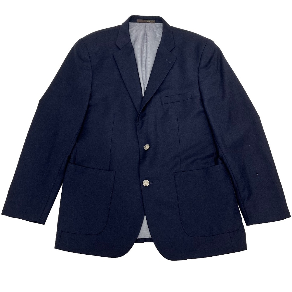 Tasso Elba Mens 42R Single Breasted Blazer Navy Blue Wool Notch Lapel Two-Button